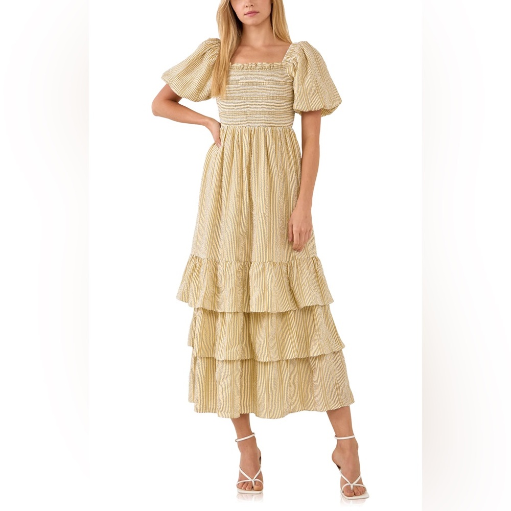 Elegant Smocked Tiered Maxi Dress